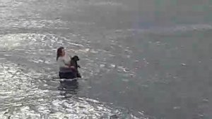 Soğuk suda şoka giren köpeği kurtardı!